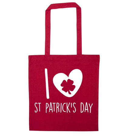 I love St.Patricks day red tote bag