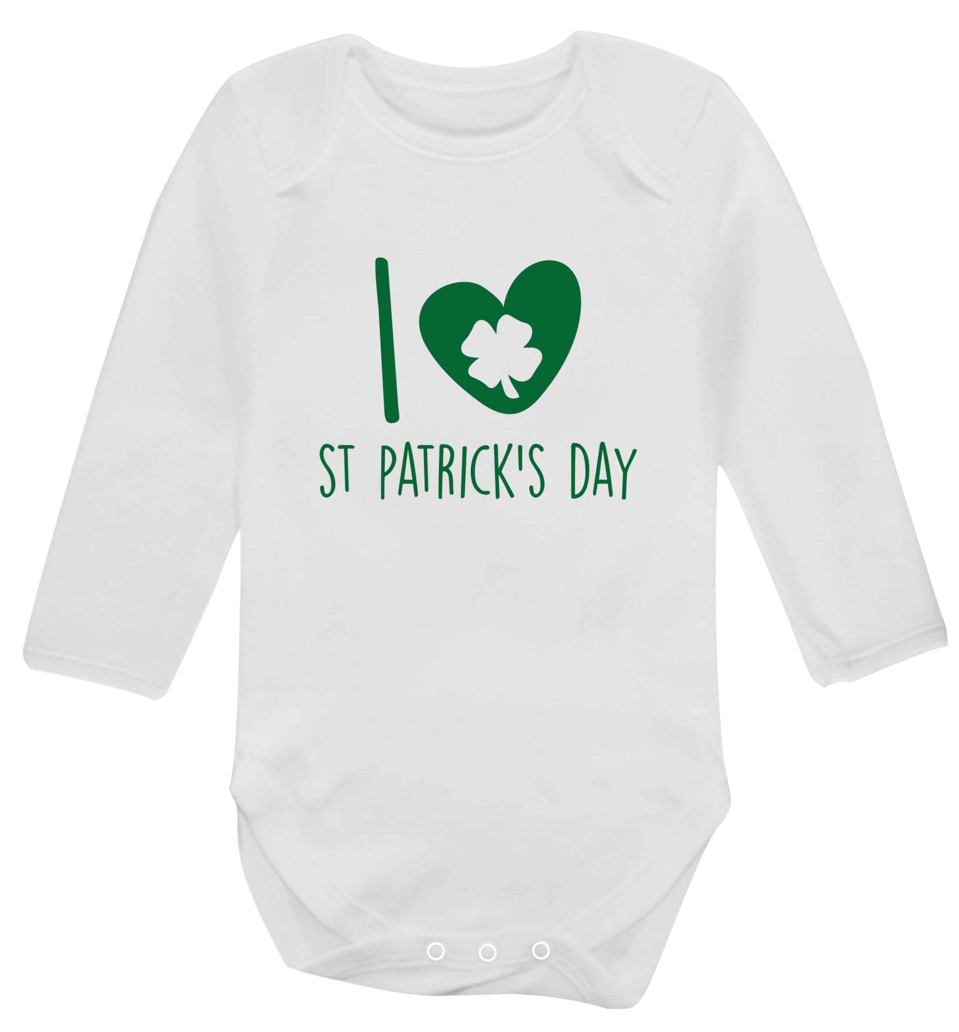 I love St.Patricks day baby vest long sleeved white 6-12 months