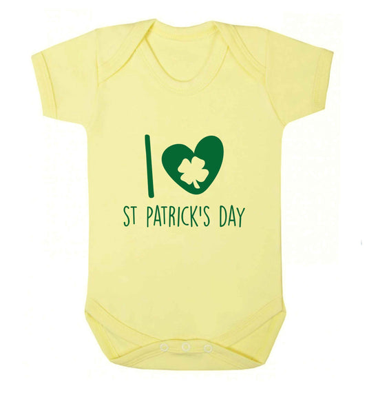 I love St.Patricks day baby vest pale yellow 18-24 months