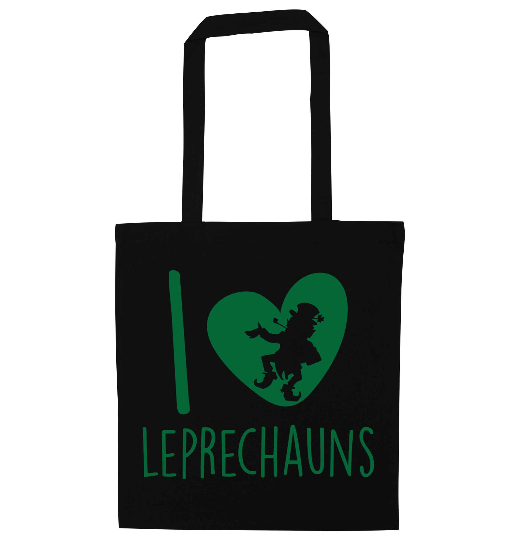 I love leprechauns black tote bag