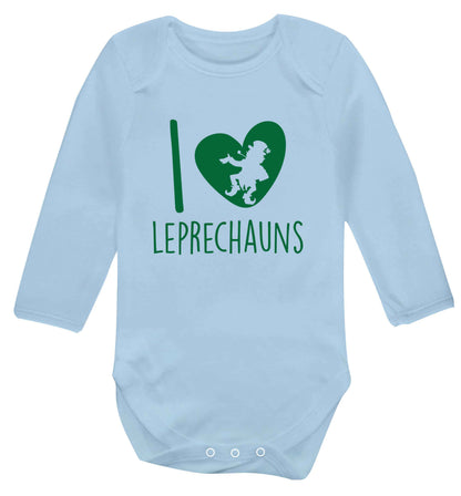 I love leprechauns baby vest long sleeved pale blue 6-12 months