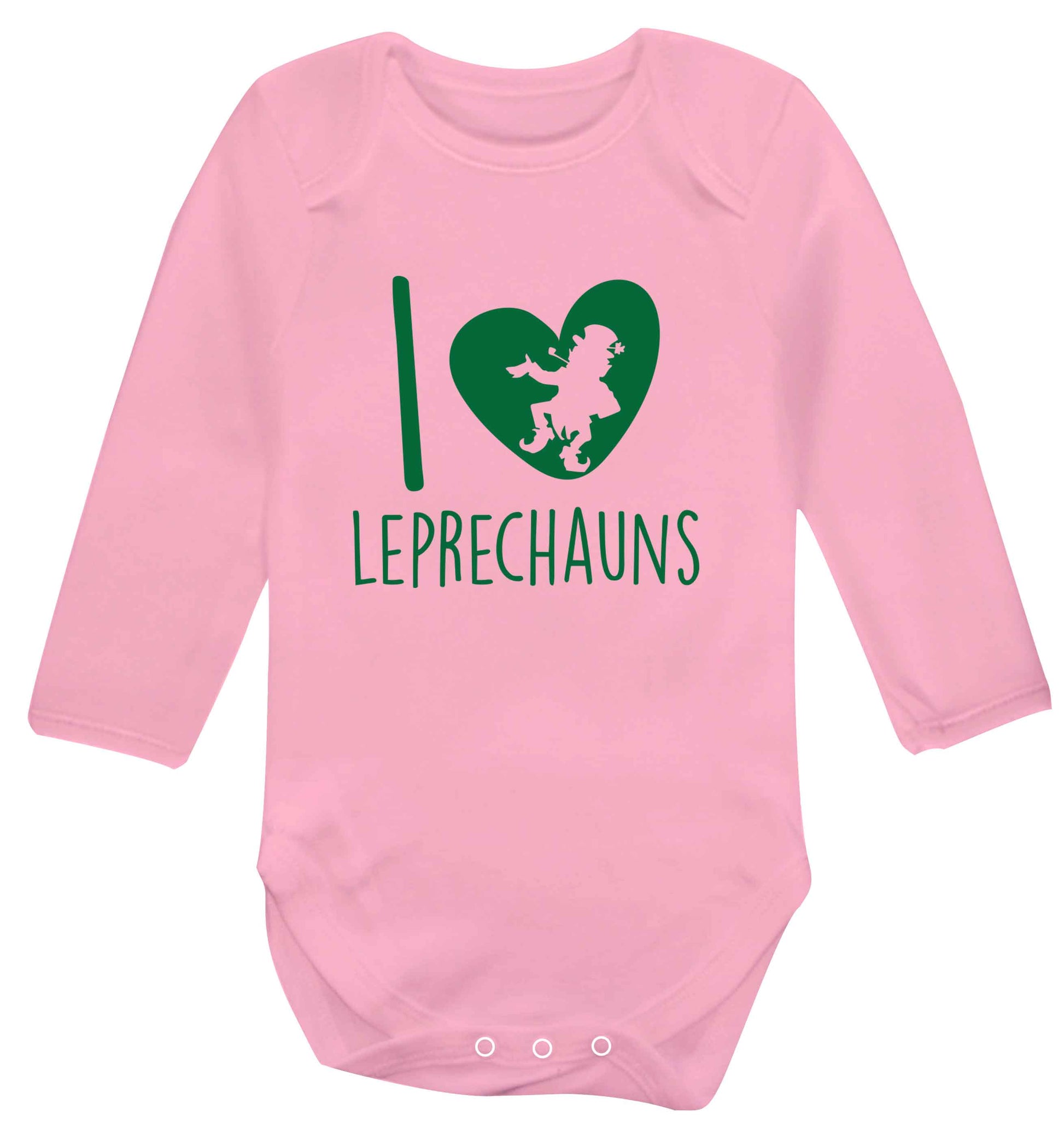 I love leprechauns baby vest long sleeved pale pink 6-12 months