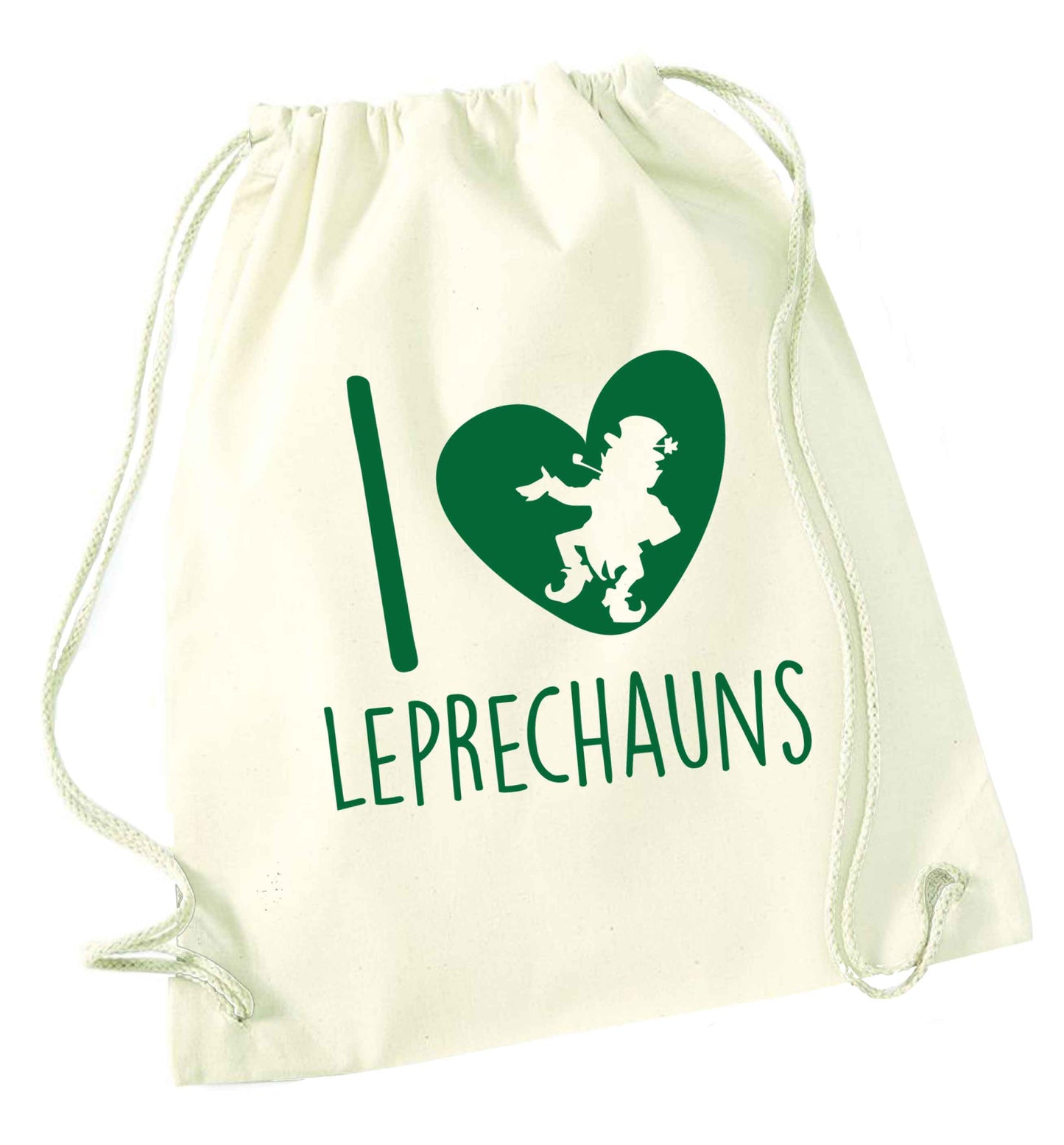 I love leprechauns natural drawstring bag