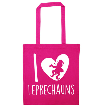 I love leprechauns pink tote bag