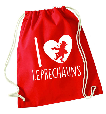 I love leprechauns red drawstring bag 