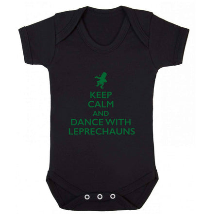 Keep calm and dance with leprechauns baby vest black 18-24 months
