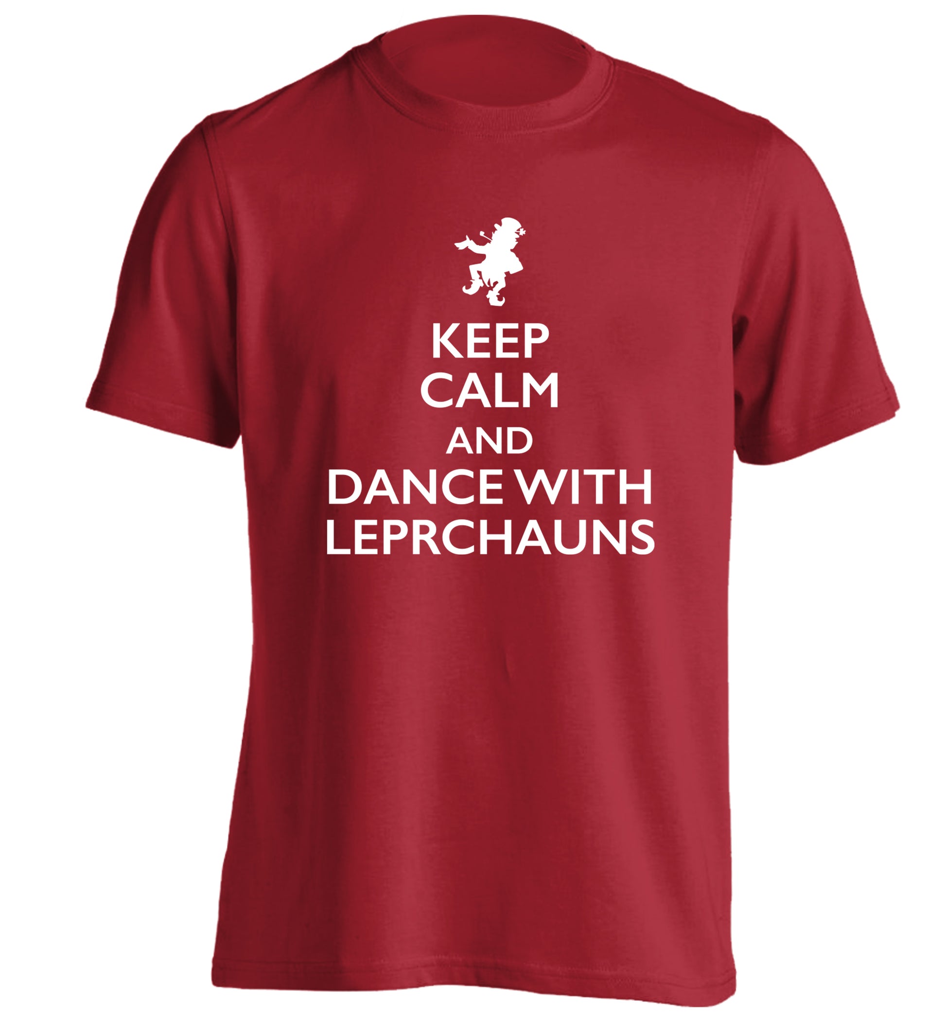 Keep calm and dance with leprechauns adults unisex red Tshirt 2XL
