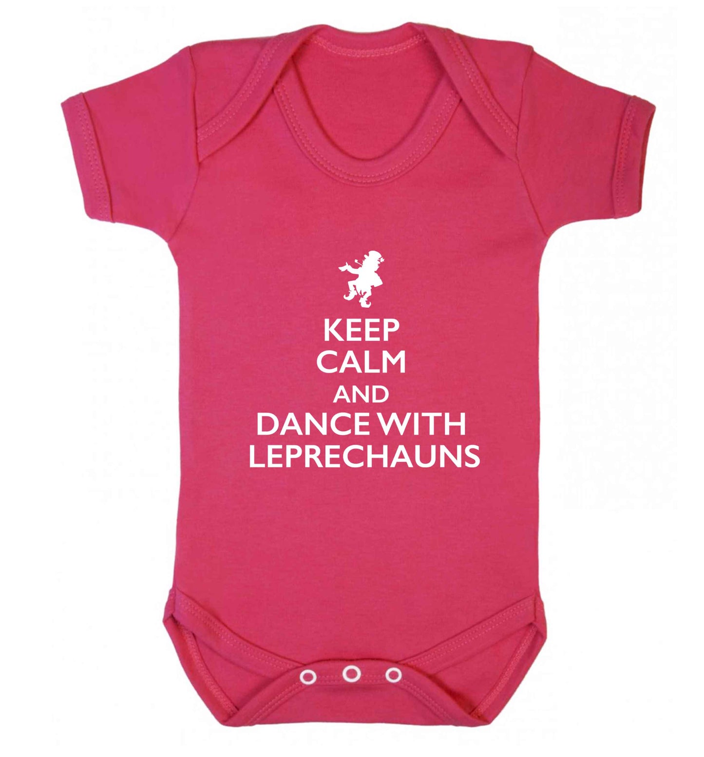 Keep calm and dance with leprechauns baby vest dark pink 18-24 months