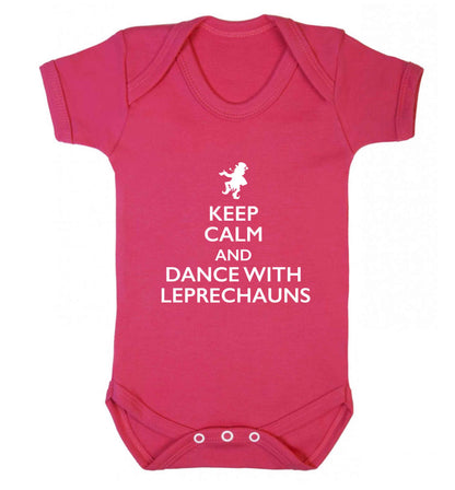 Keep calm and dance with leprechauns baby vest dark pink 18-24 months