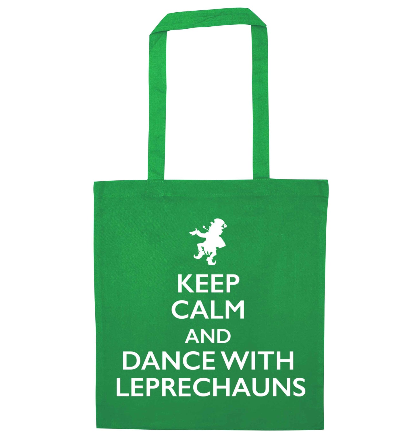 Keep calm and dance with leprechauns green tote bag