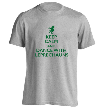 Keep calm and dance with leprechauns adults unisex grey Tshirt 2XL