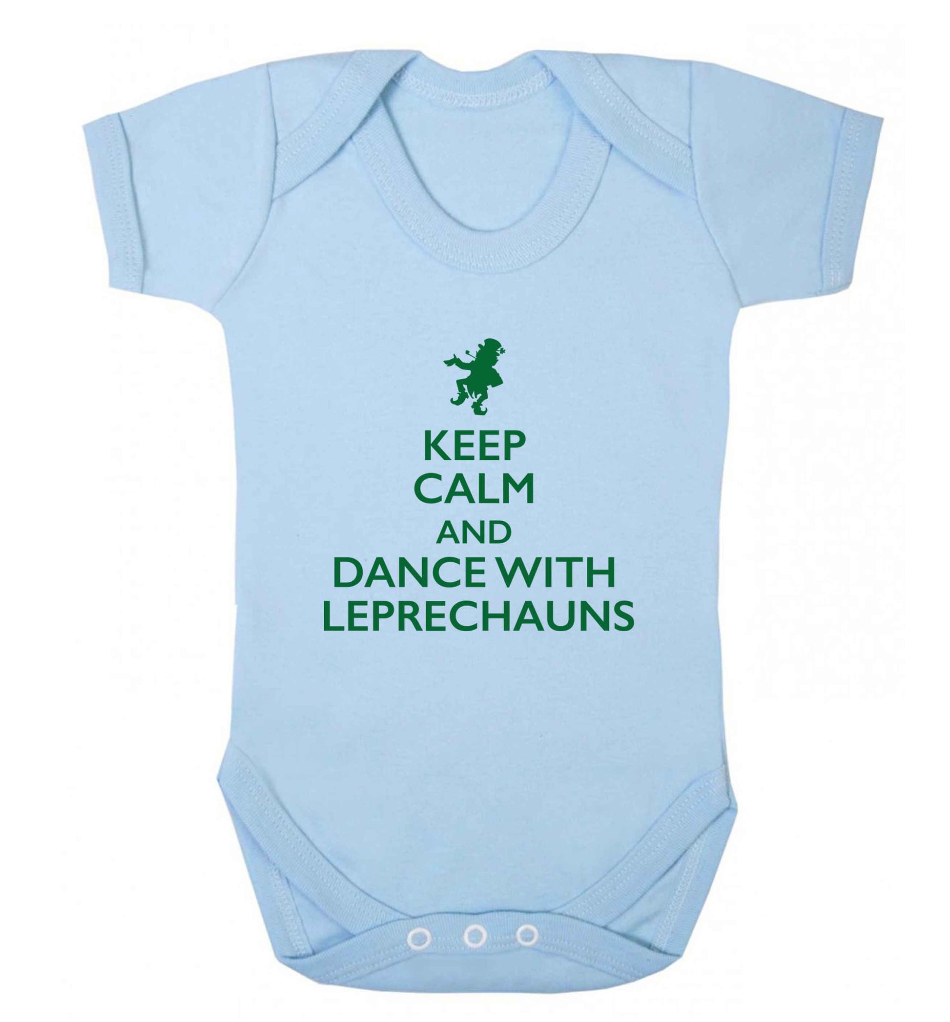 Keep calm and dance with leprechauns baby vest pale blue 18-24 months