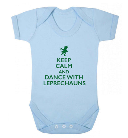 Keep calm and dance with leprechauns baby vest pale blue 18-24 months