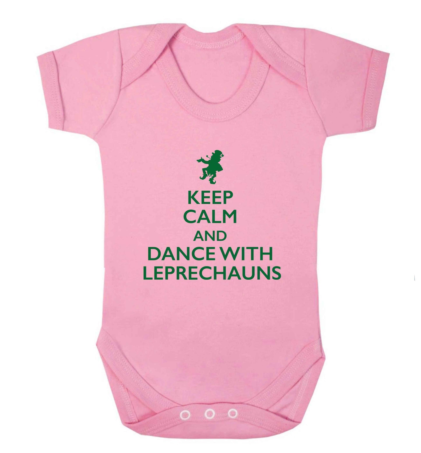 Keep calm and dance with leprechauns baby vest pale pink 18-24 months