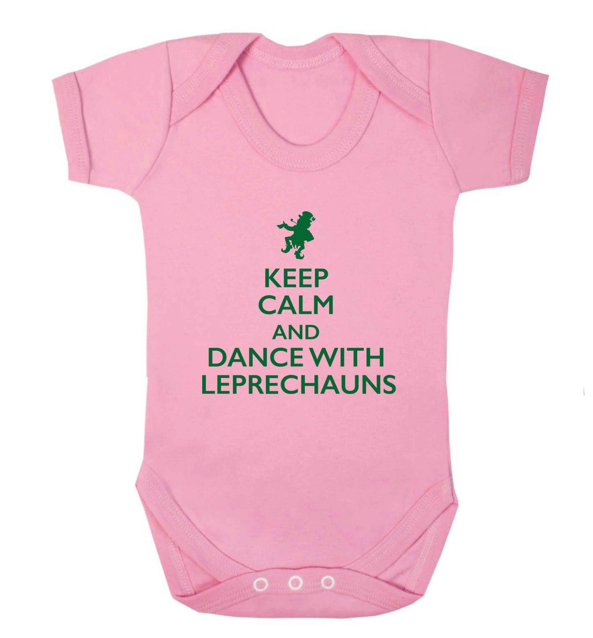 Keep calm and dance with leprechauns baby vest pale pink 18-24 months