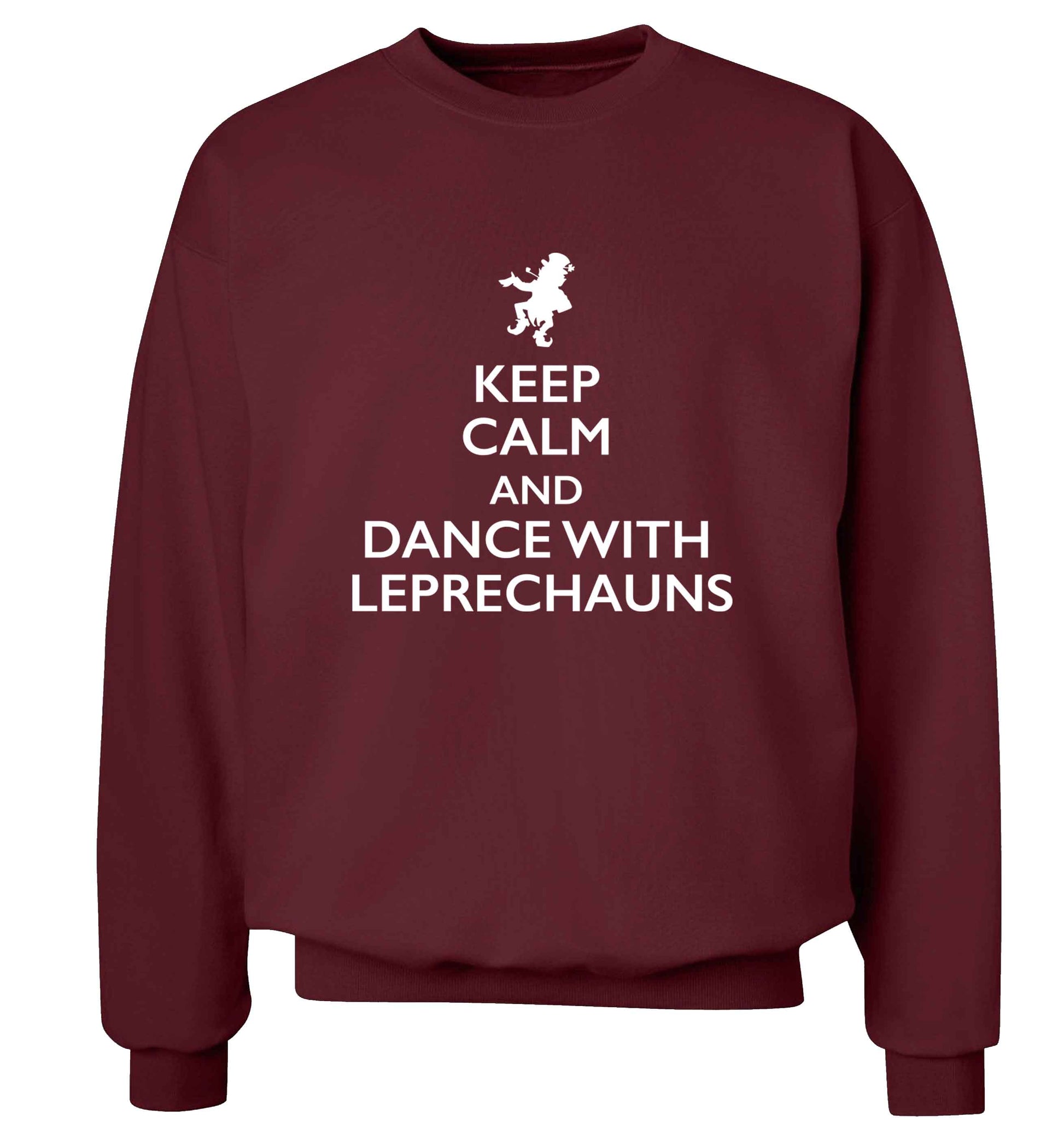 Keep calm and dance with leprechauns adult's unisex maroon sweater 2XL