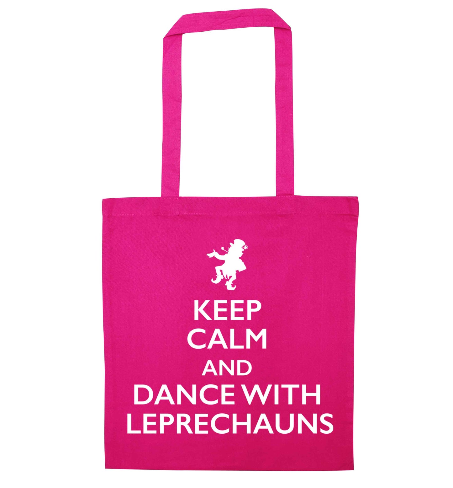 Keep calm and dance with leprechauns pink tote bag