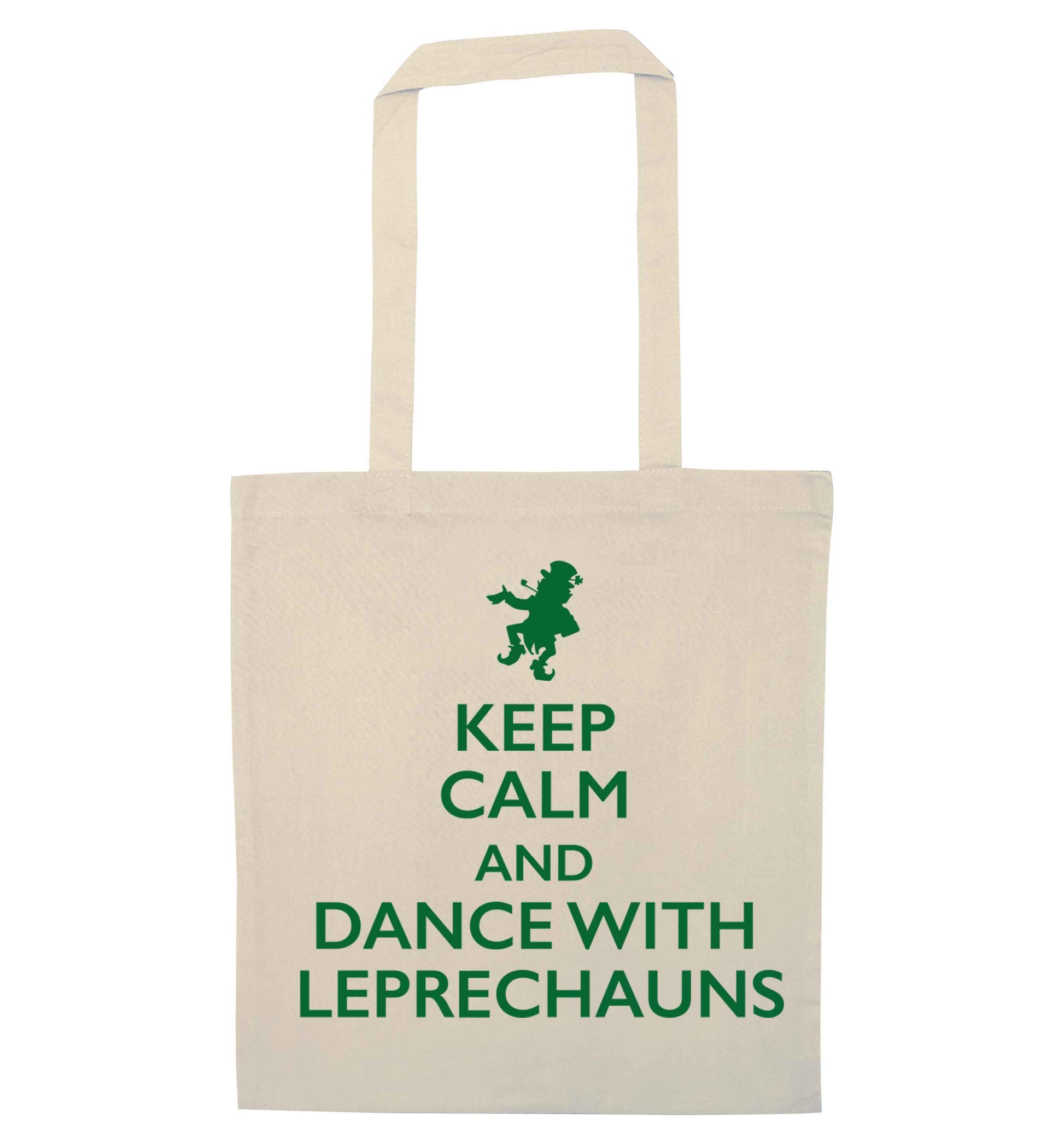 Keep calm and dance with leprechauns natural tote bag