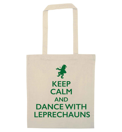 Keep calm and dance with leprechauns natural tote bag