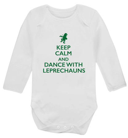 Keep calm and dance with leprechauns baby vest long sleeved white 6-12 months