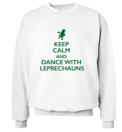 Keep calm and dance with leprechauns adult's unisex white sweater 2XL