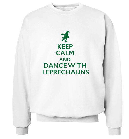 Keep calm and dance with leprechauns adult's unisex white sweater 2XL