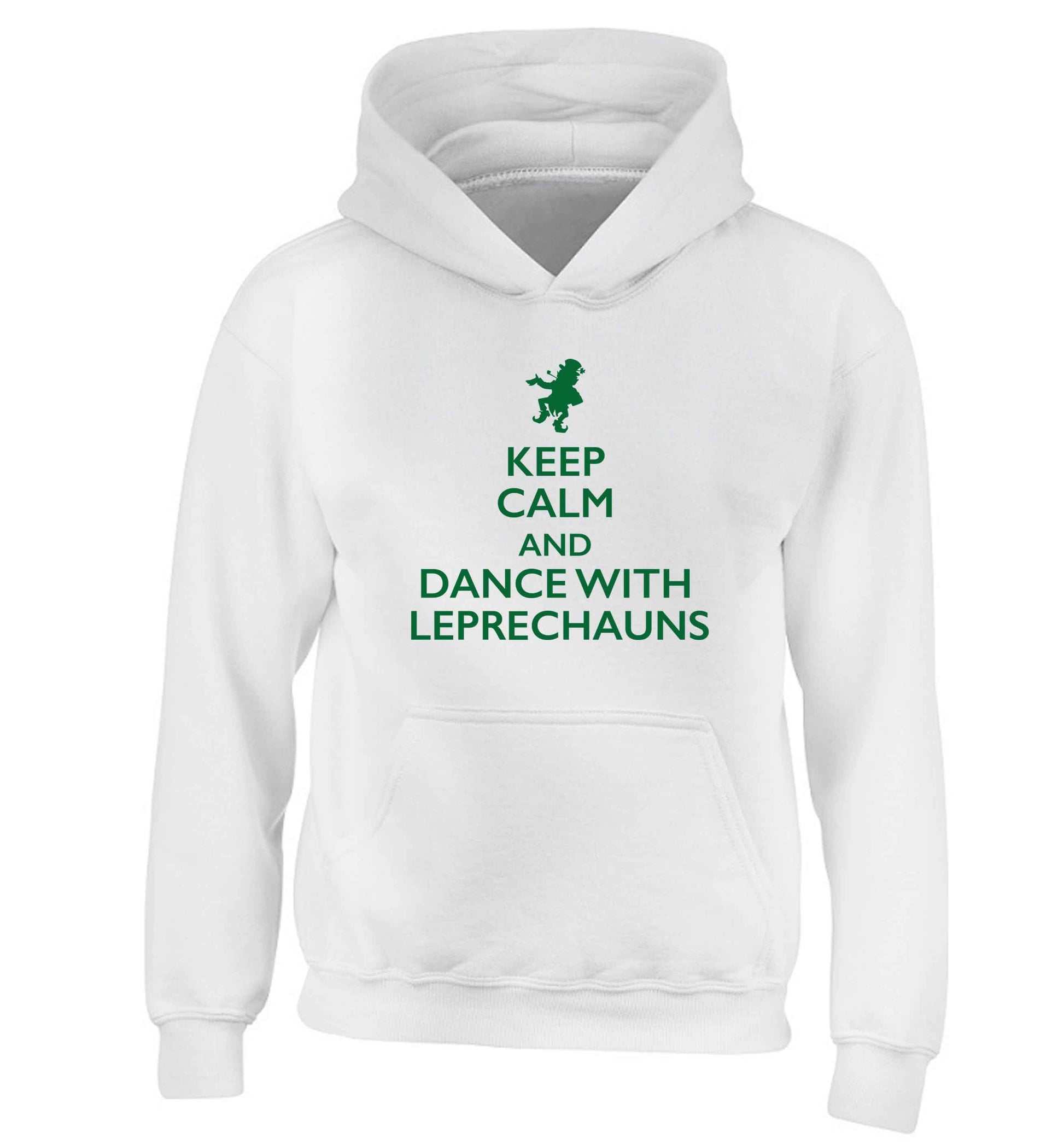Keep calm and dance with leprechauns children's white hoodie 12-13 Years
