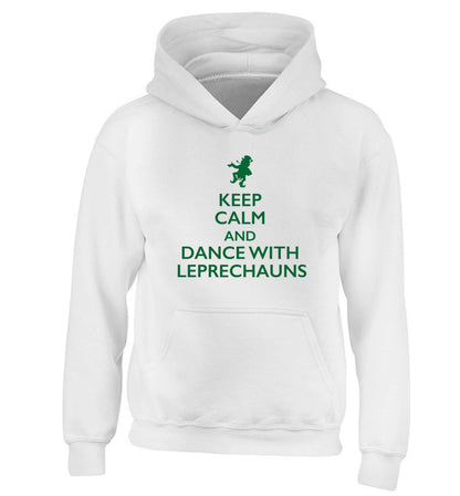 Keep calm and dance with leprechauns children's white hoodie 12-13 Years