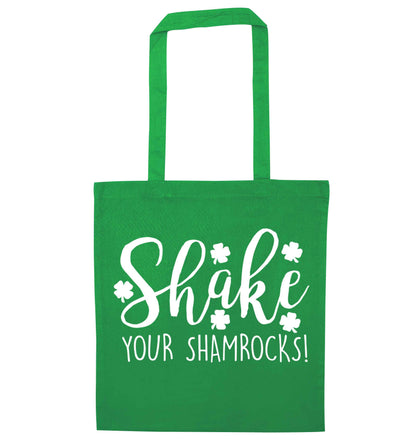Shake your shamrocks green tote bag