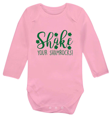 Shake your shamrocks baby vest long sleeved pale pink 6-12 months