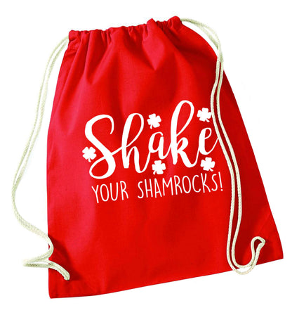 Shake your shamrocks red drawstring bag 