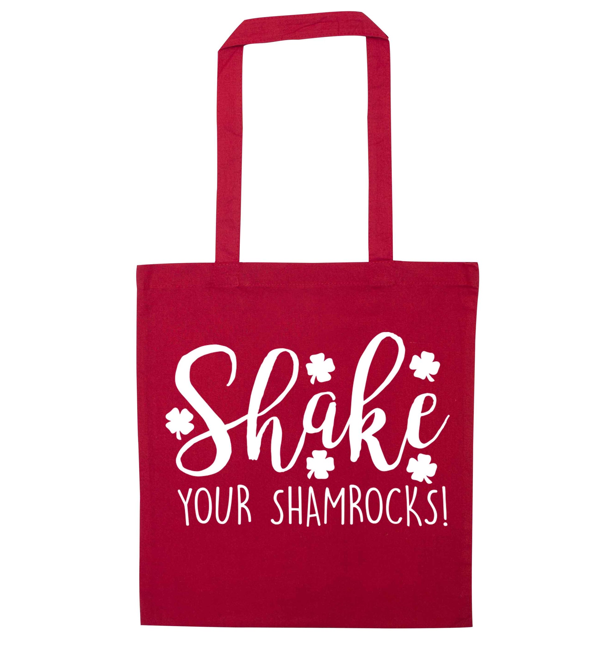 Shake your shamrocks red tote bag