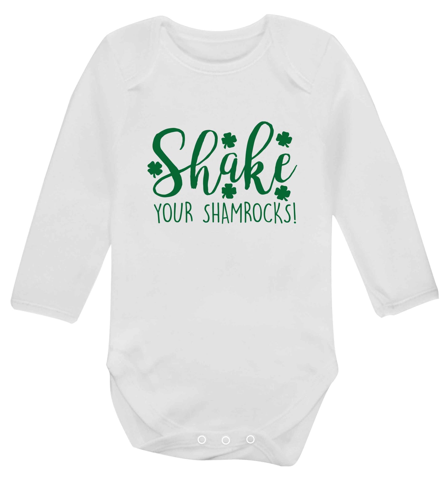 Shake your shamrocks baby vest long sleeved white 6-12 months