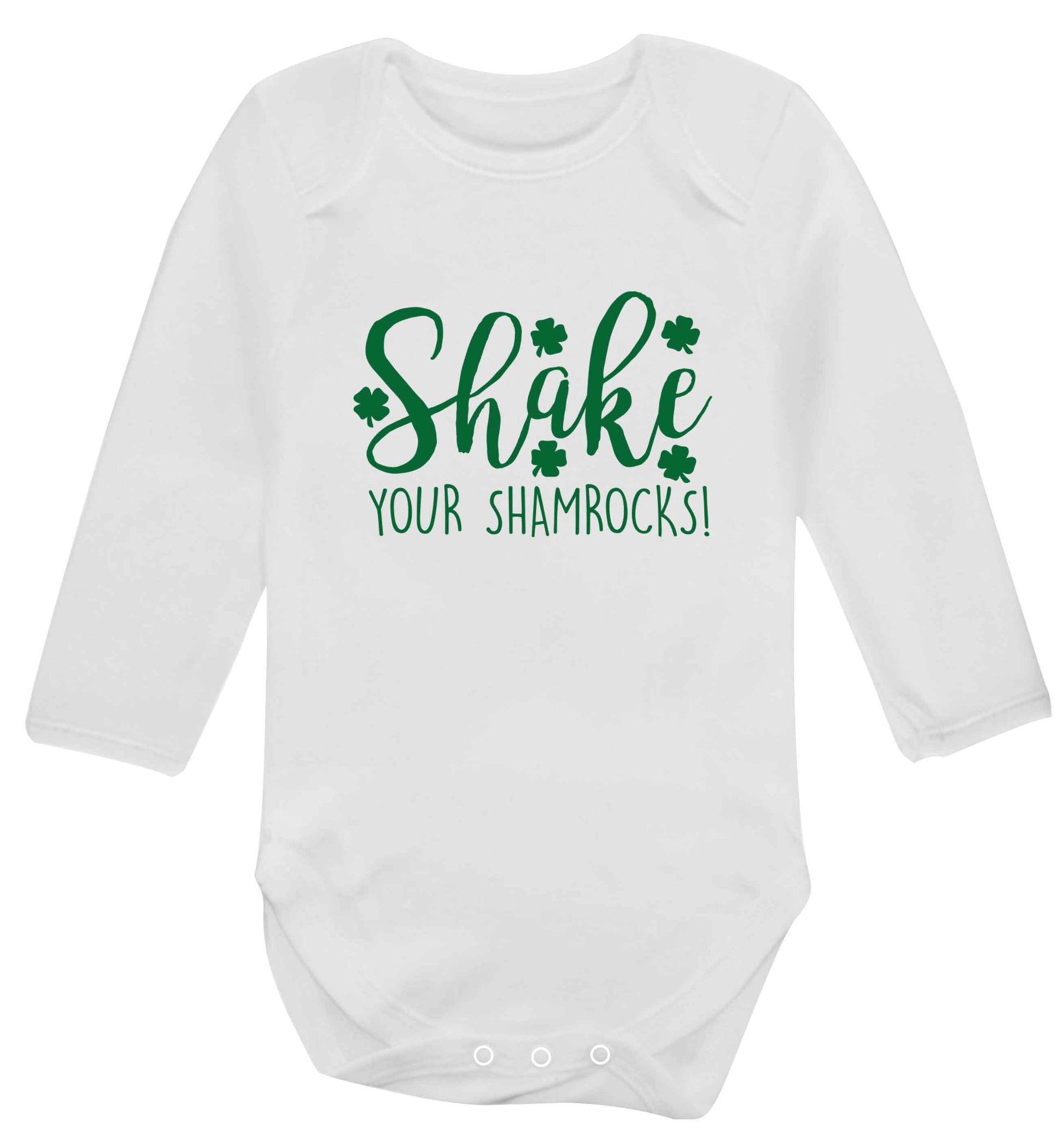 Shake your shamrocks baby vest long sleeved white 6-12 months