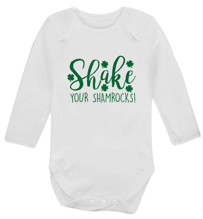 Shake your shamrocks baby vest long sleeved white 6-12 months