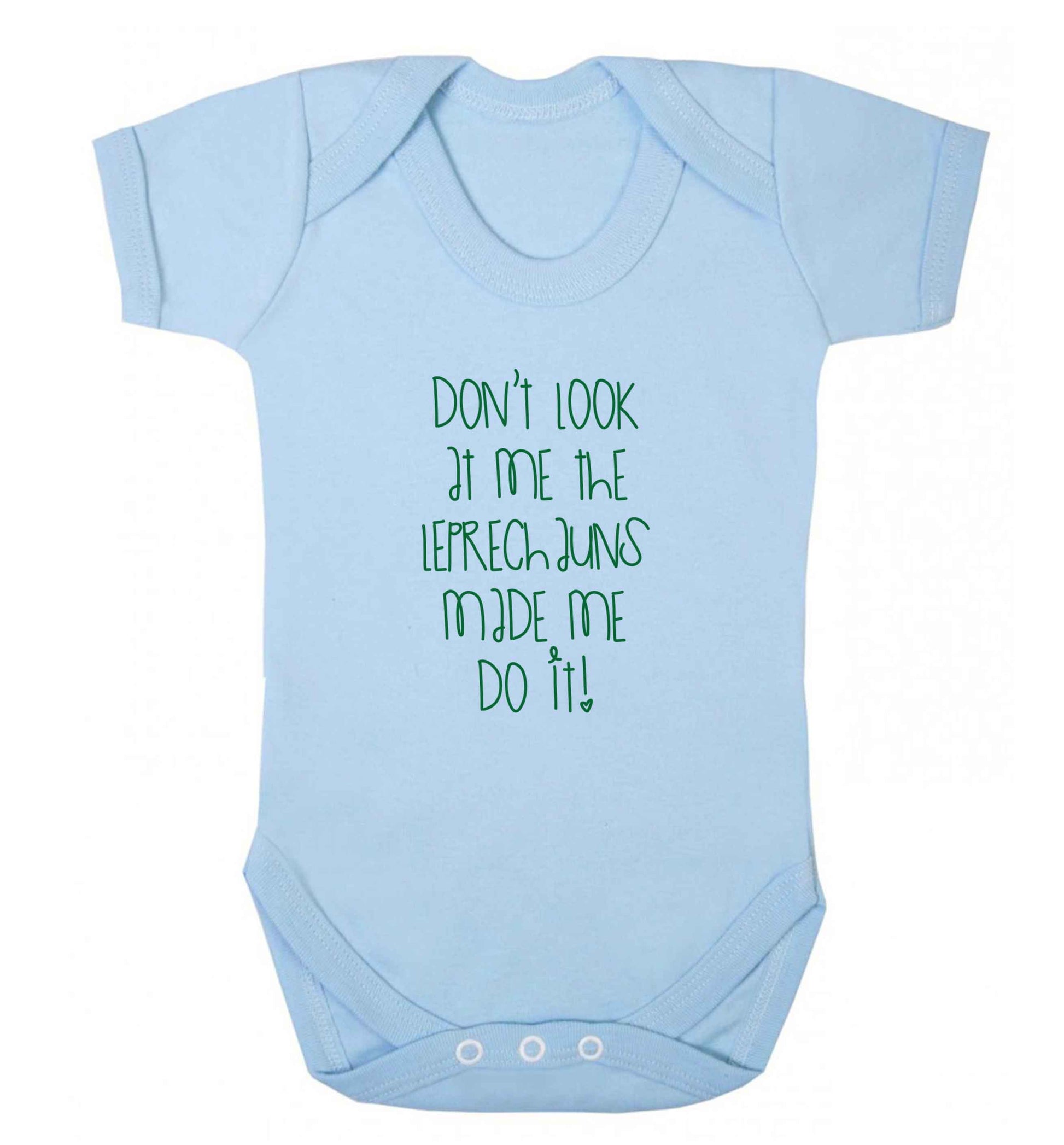 Don't look at me the leprechauns made me do it baby vest pale blue 18-24 months