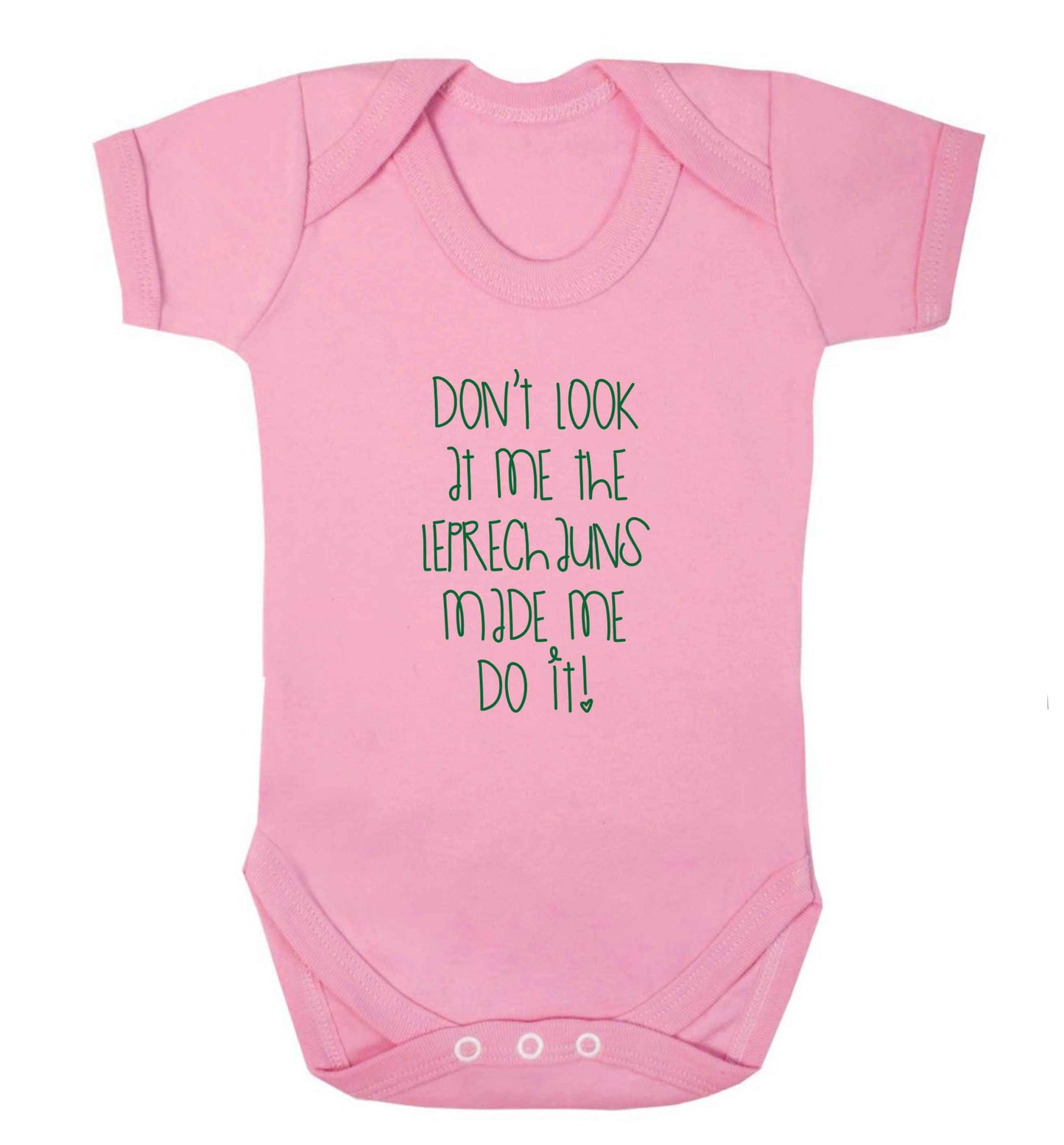 Don't look at me the leprechauns made me do it baby vest pale pink 18-24 months
