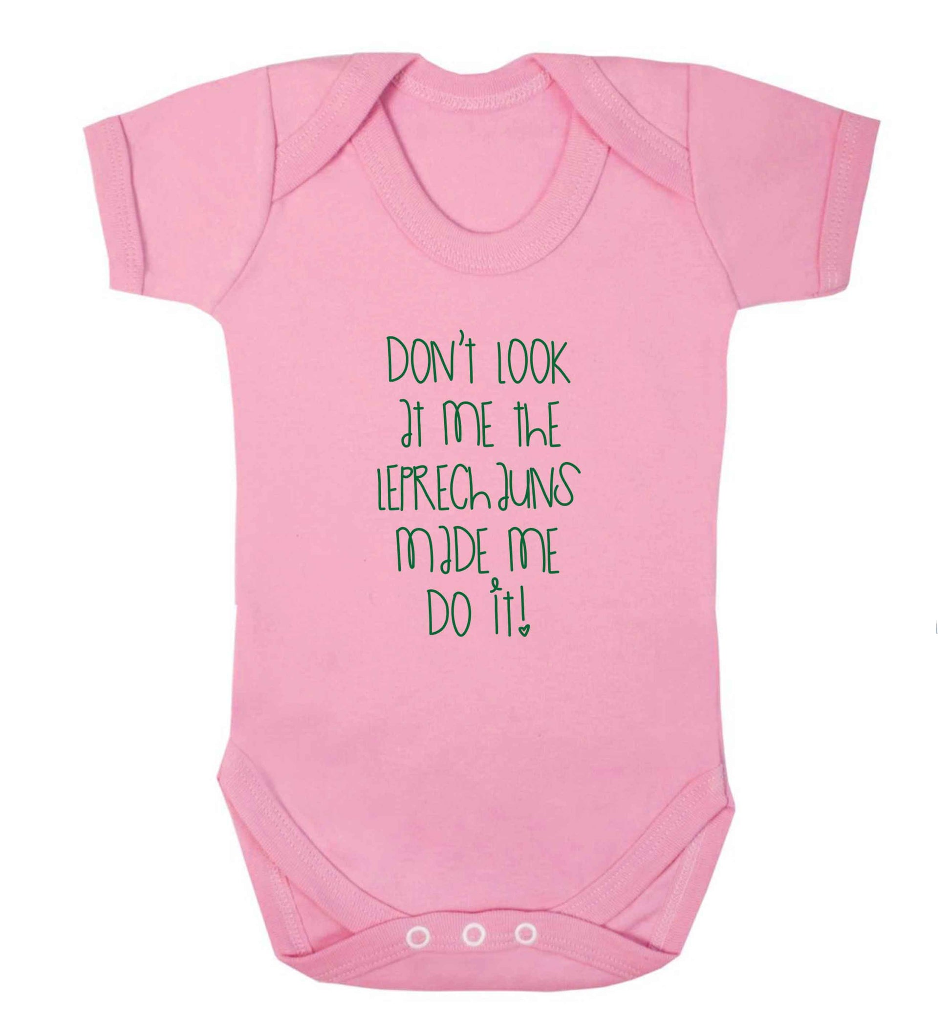 Don't look at me the leprechauns made me do it baby vest pale pink 18-24 months