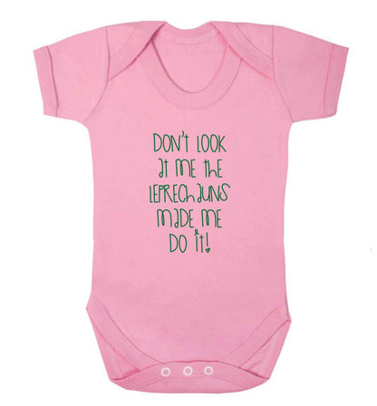 Don't look at me the leprechauns made me do it baby vest pale pink 18-24 months
