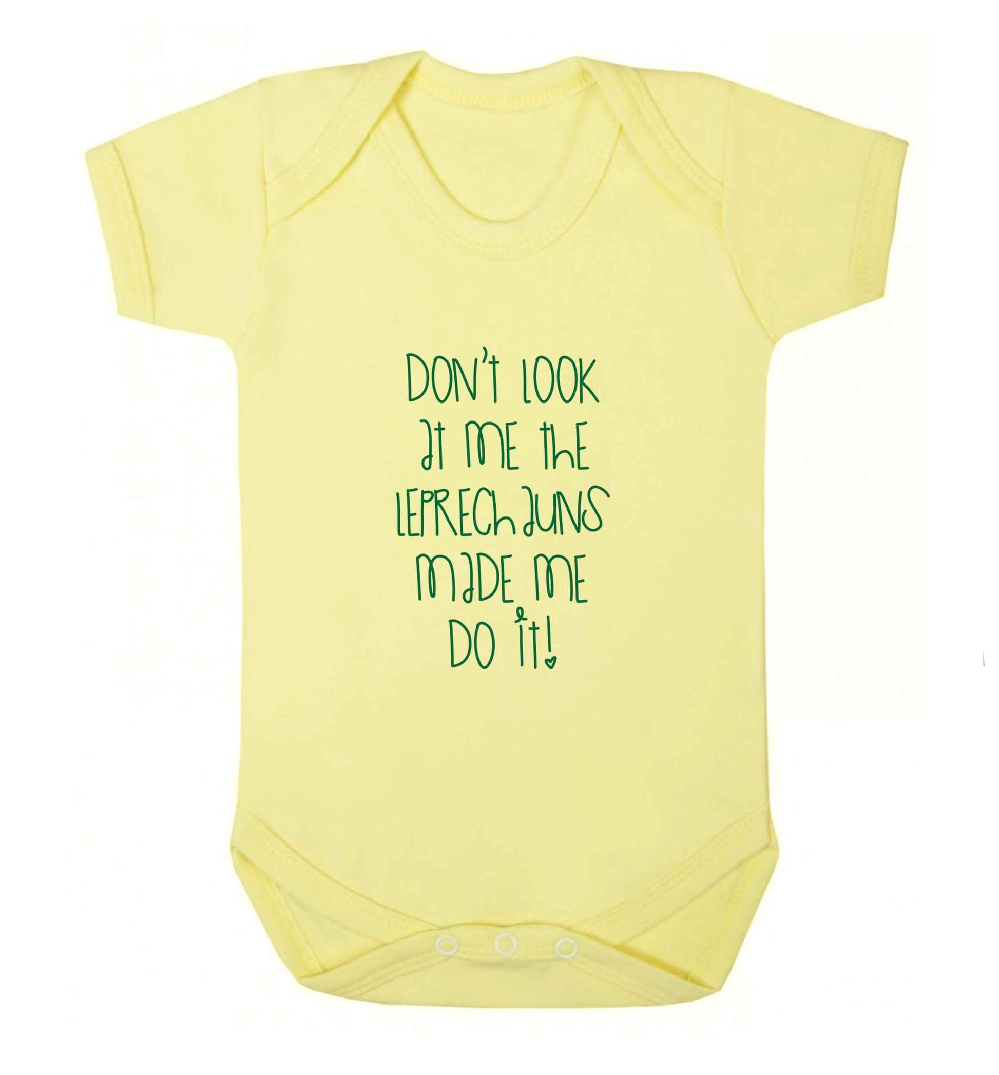 Don't look at me the leprechauns made me do it baby vest pale yellow 18-24 months