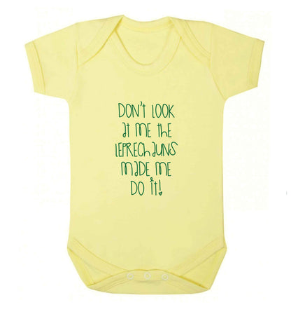 Don't look at me the leprechauns made me do it baby vest pale yellow 18-24 months