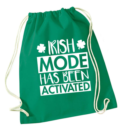 Irish mode has been activated green drawstring bag