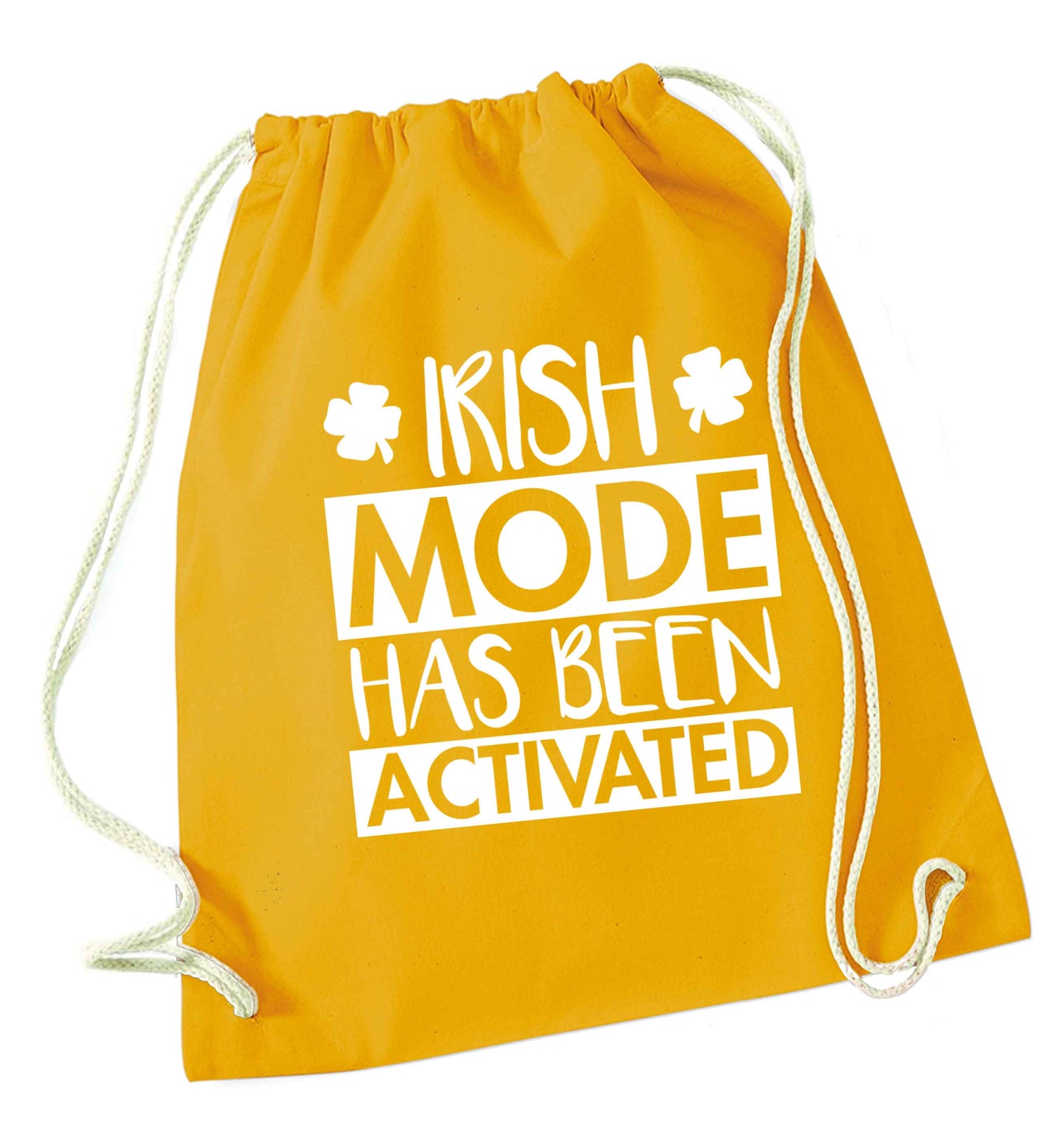 Irish mode has been activated mustard drawstring bag