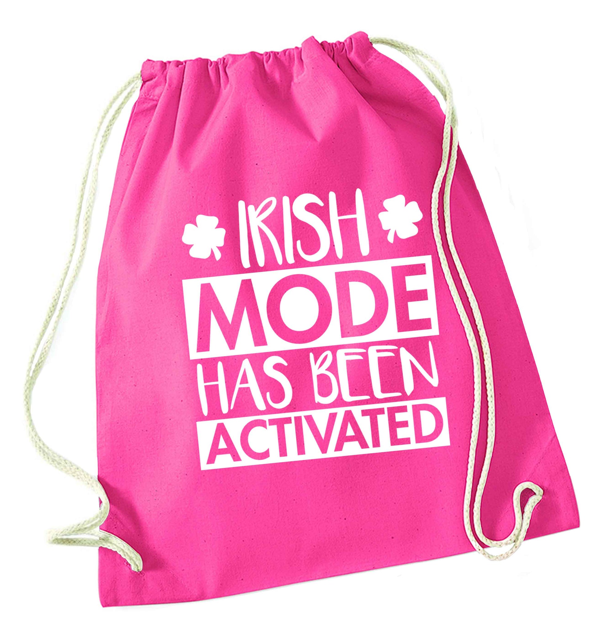 Irish mode has been activated pink drawstring bag