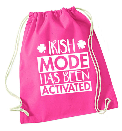 Irish mode has been activated pink drawstring bag