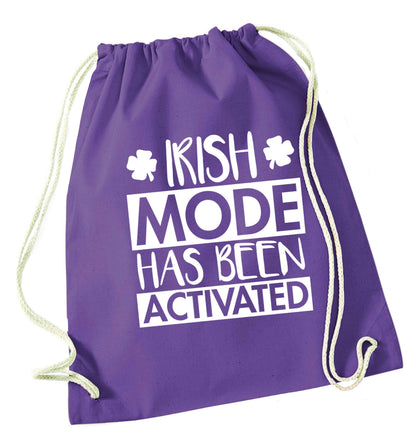 Irish mode has been activated purple drawstring bag