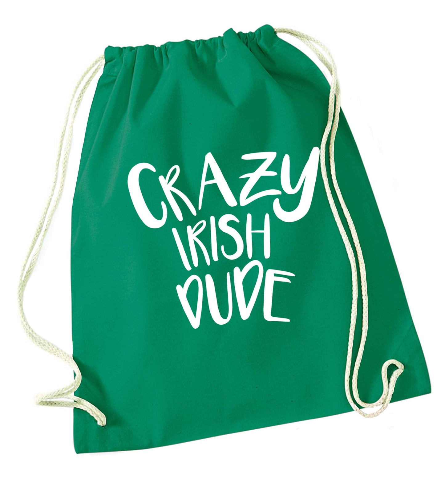 Crazy Irish dude green drawstring bag