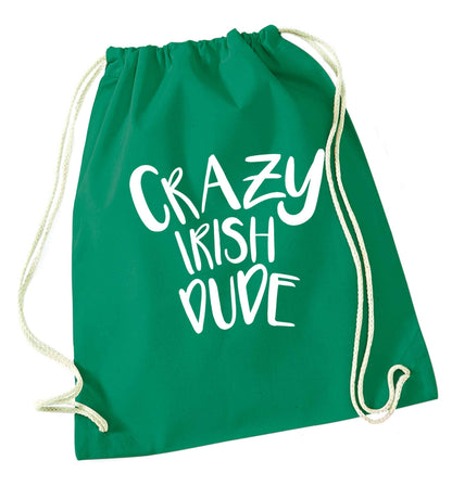Crazy Irish dude green drawstring bag