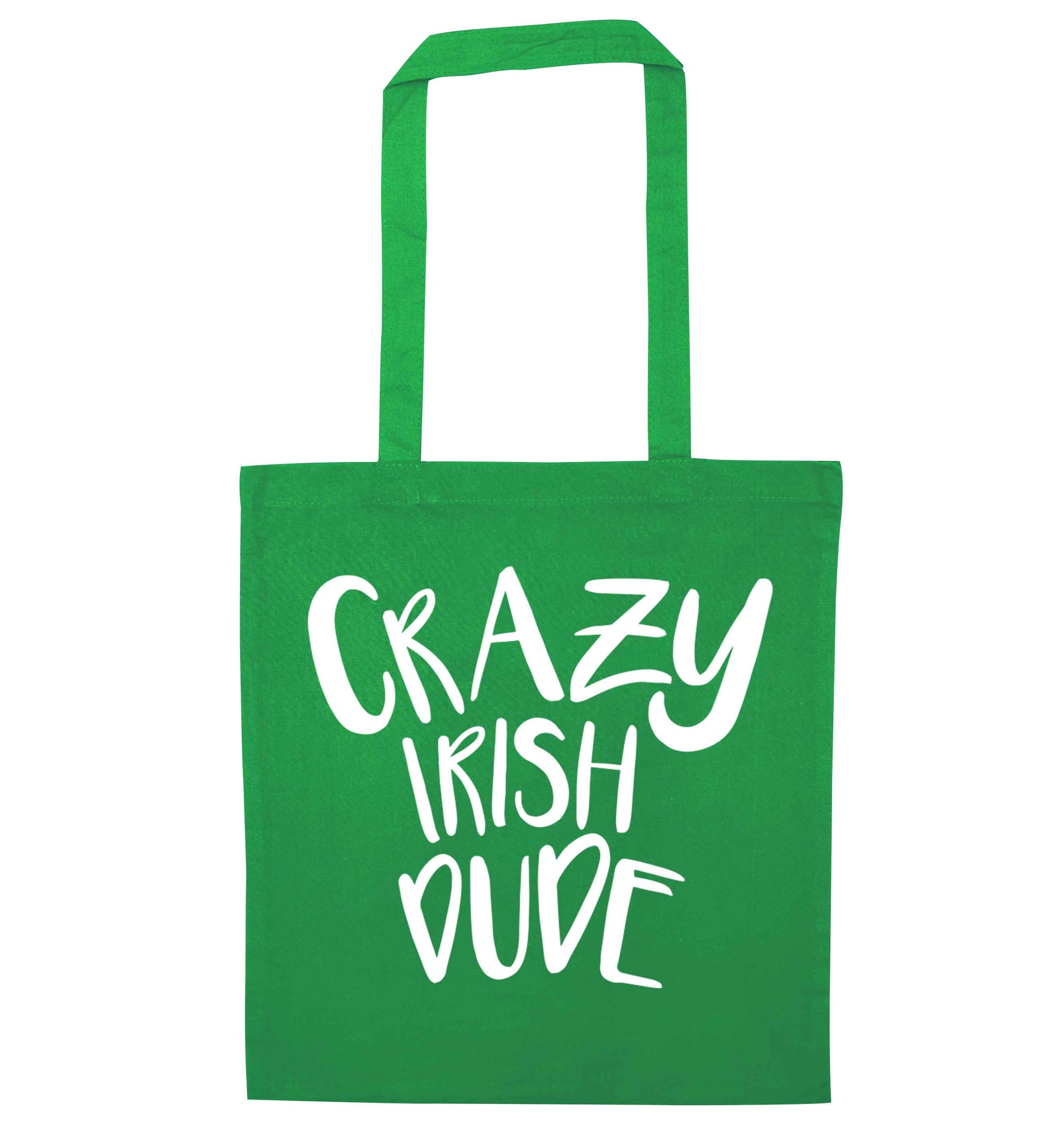 Crazy Irish dude green tote bag