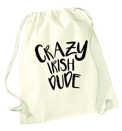 Crazy Irish dude natural drawstring bag